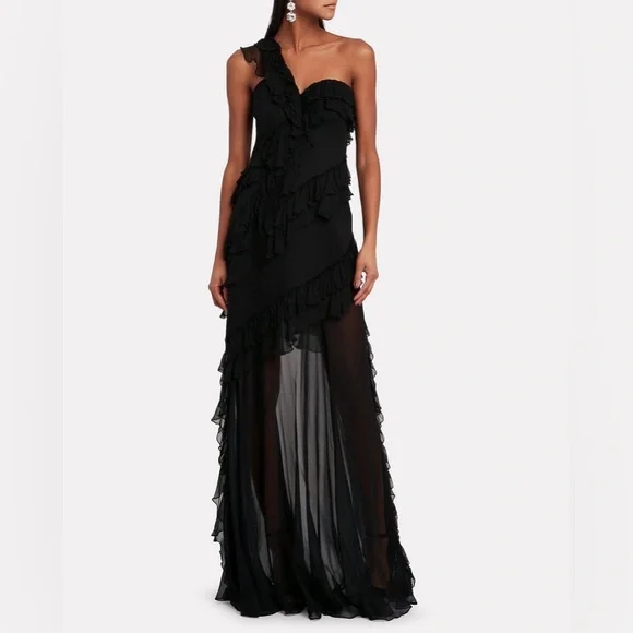 AMUR Black One-Shoulder Maxi Dress - Picture 7 of 16